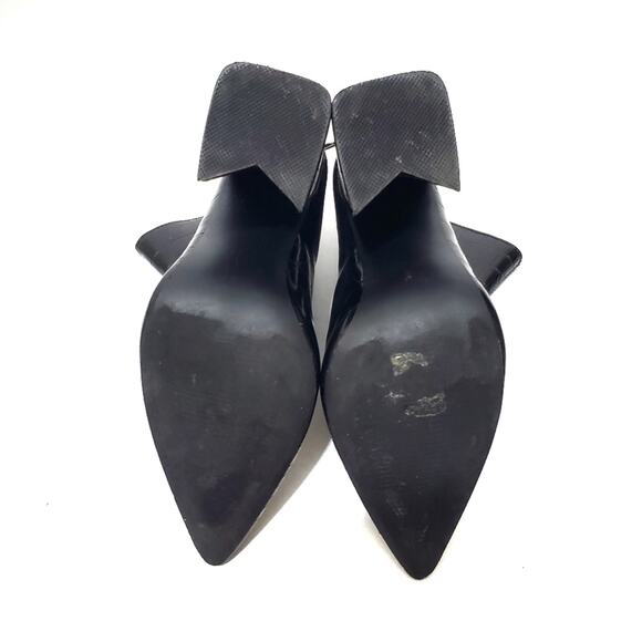 Fashion Nova | Cheryl Patent Leather Textured Reptile Chunky Heel Booties - Picture 7 of 11